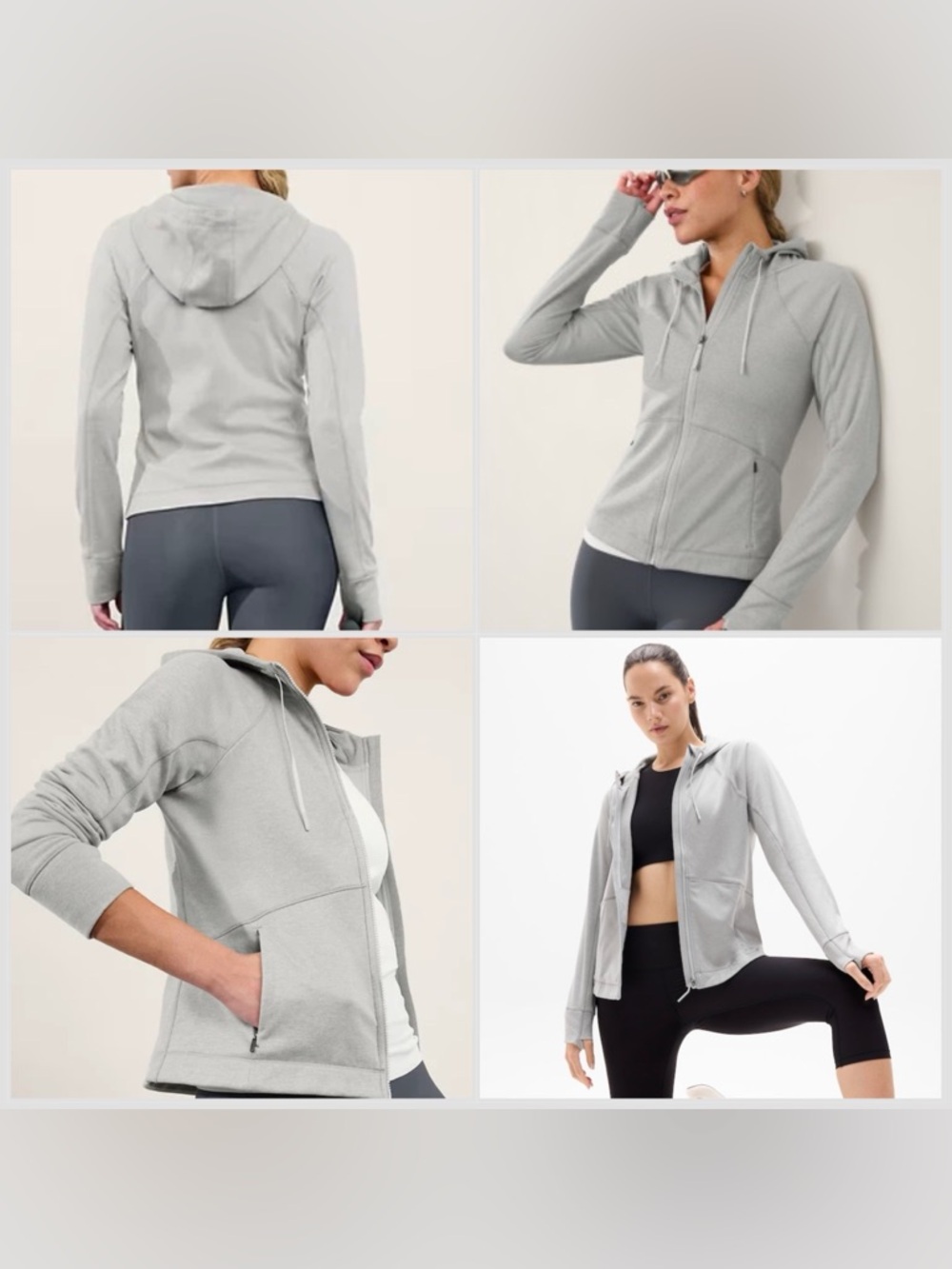 Athleta Unstoppable Fleece Lined Full Zip Jacket Gray Heather Small